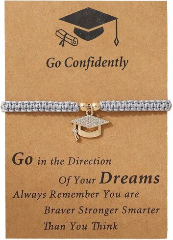 2025 Personalized Graduation Gifts for Her Him,Dainty Graduation Bracelets with Graduation Card,Graduation Gifts for College/8th Grade/High School/Nursing/Master Degree/5th Grade/Phd (gray) in Saudi Arabia