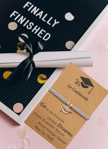 2025 Personalized Graduation Gifts for Her Him,Dainty Graduation Bracelets with Graduation Card,Graduation Gifts for College/8th Grade/High School/Nursing/Master Degree/5th Grade/Phd (gray) in Saudi Arabia