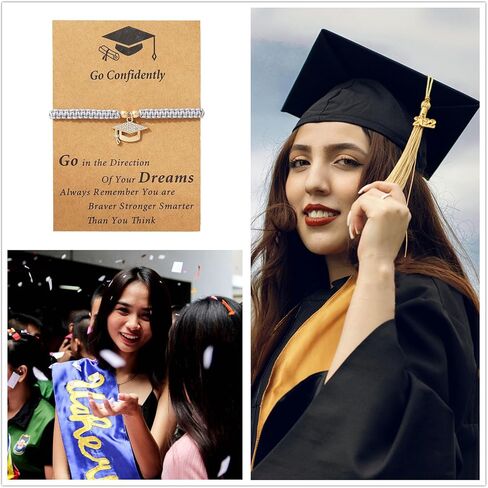 2025 Personalized Graduation Gifts for Her Him,Dainty Graduation Bracelets with Graduation Card,Graduation Gifts for College/8th Grade/High School/Nursing/Master Degree/5th Grade/Phd (gray) in Saudi Arabia