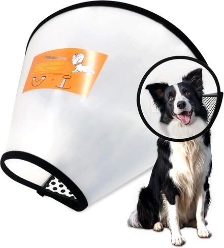 Pet Recovery Collars & Cones for Dogs and Cats After Surgery Adjustable Animal Neck Cone Surgical Elizabeth E-Collar Prevent Biting (White, Neck Circumference 35-40cm, Depth 23cm) in Saudi Arabia