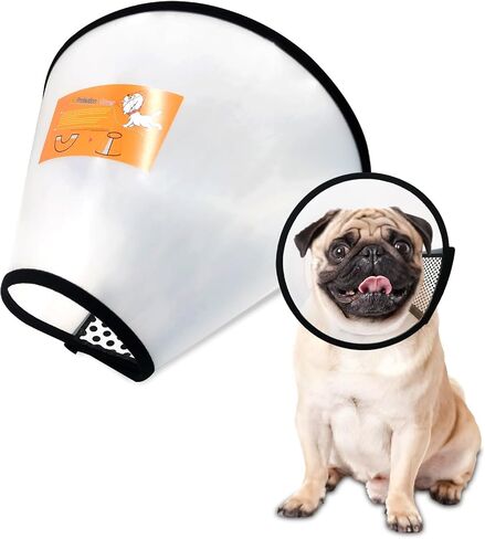 Pet Recovery Collars & Cones for Dogs and Cats After Surgery Adjustable Animal Neck Cone Surgical Elizabeth E-Collar Prevent Biting (White, Neck Circumference 35-40cm, Depth 23cm) in Saudi Arabia