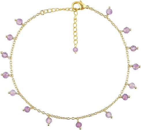 خلخال جزريت غاسيتون الخضراء الطبيعية ، سوار الكاحل بالخرز ، مجوهرات معلقة يدويًا ، بلورات شفاء ، سلسلة مملوءة بالذهب 14K ، سلسلة قابلة للتعديل ، هدية عيد ميلاد للنساء ، حجم 9+1.50 بوصة in Kuwait