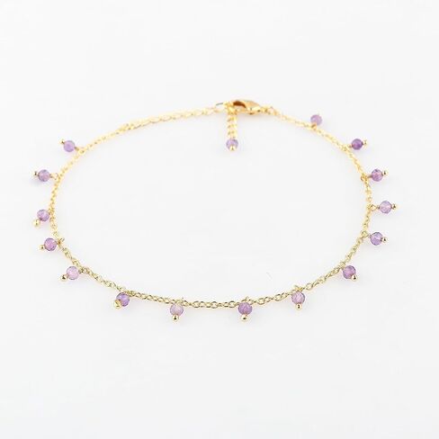 خلخال جزريت غاسيتون الخضراء الطبيعية ، سوار الكاحل بالخرز ، مجوهرات معلقة يدويًا ، بلورات شفاء ، سلسلة مملوءة بالذهب 14K ، سلسلة قابلة للتعديل ، هدية عيد ميلاد للنساء ، حجم 9+1.50 بوصة in Kuwait