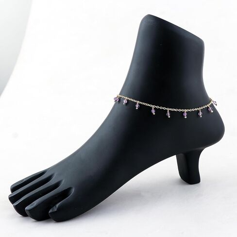 خلخال جزريت غاسيتون الخضراء الطبيعية ، سوار الكاحل بالخرز ، مجوهرات معلقة يدويًا ، بلورات شفاء ، سلسلة مملوءة بالذهب 14K ، سلسلة قابلة للتعديل ، هدية عيد ميلاد للنساء ، حجم 9+1.50 بوصة in Kuwait