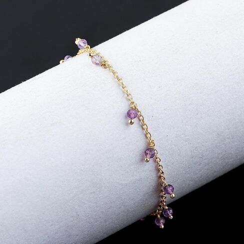 خلخال جزريت غاسيتون الخضراء الطبيعية ، سوار الكاحل بالخرز ، مجوهرات معلقة يدويًا ، بلورات شفاء ، سلسلة مملوءة بالذهب 14K ، سلسلة قابلة للتعديل ، هدية عيد ميلاد للنساء ، حجم 9+1.50 بوصة in Kuwait