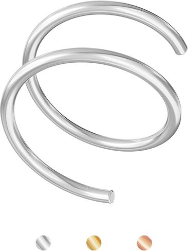 Silver Double Hoop Nose Ring for Single Piercing, 20g 7mm Nose Ring Hoop Sterling Silver, Spiral Nose Ring Double Hoop 20 Gauge Small Twist Nose Ring Hoop in Kuwait
