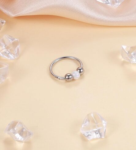 Golden Opal Nose Hoop Rings for Women & Men – Handmade Hypoallergenic Cartilage & Helix Piercing Jewelry.（8mm） in Saudi Arabia