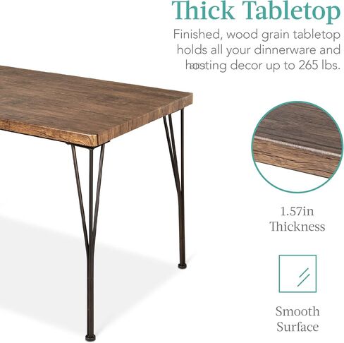 Best Choice Products 5-Piece Metal and Wood Indoor Modern Rectangular Dining Table Furniture Set for Kitchen, Dining Room, Dinette, Breakfast Nook w/ 4 Chairs - Drift Brown in Kuwait