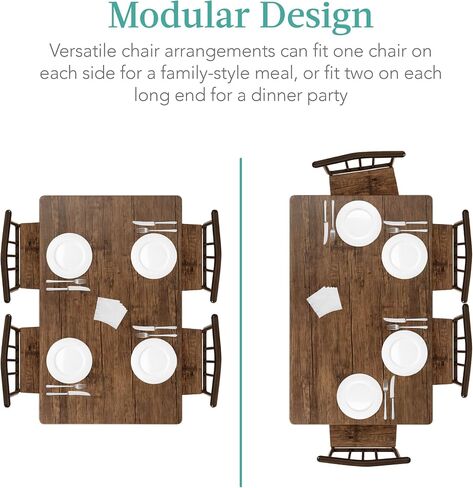 Best Choice Products 5-Piece Metal and Wood Indoor Modern Rectangular Dining Table Furniture Set for Kitchen, Dining Room, Dinette, Breakfast Nook w/ 4 Chairs - Drift Brown in Kuwait