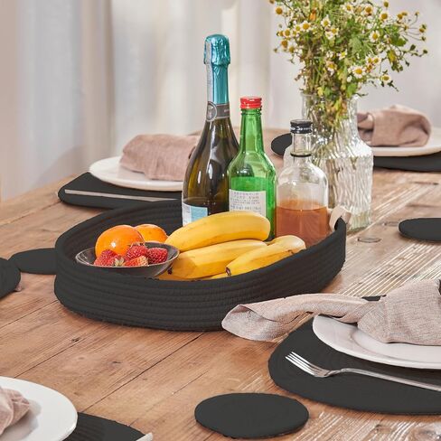 Placemats Set of 6 Oval – Woven Boho Farmhouse Table Mats for Dining Table for 6, Kitchen Decor, Washable and Handmade Rustic Table Accessories (Oval, Off White) in Saudi Arabia