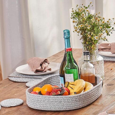 Placemats Set of 6 Oval – Woven Boho Farmhouse Table Mats for Dining Table for 6, Kitchen Decor, Washable and Handmade Rustic Table Accessories (Oval, Off White) in Saudi Arabia