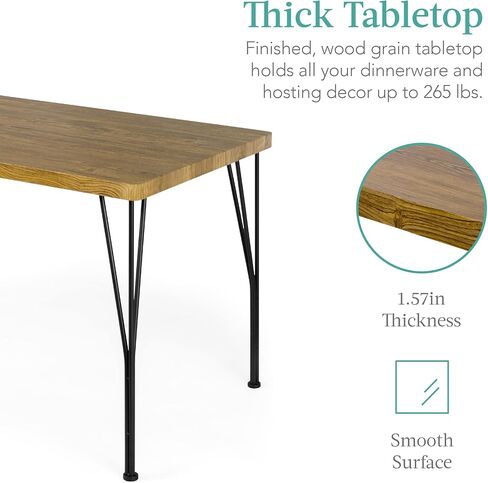 Best Choice Products 5-Piece Metal and Wood Indoor Modern Rectangular Dining Table Furniture Set for Kitchen, Dining Room, Dinette, Breakfast Nook w/ 4 Chairs - Drift Brown in Kuwait