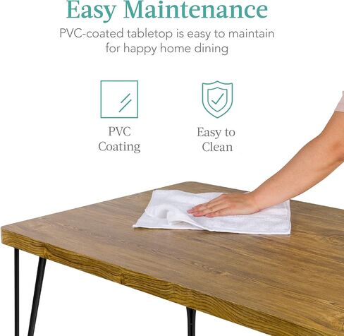 Best Choice Products 5-Piece Metal and Wood Indoor Modern Rectangular Dining Table Furniture Set for Kitchen, Dining Room, Dinette, Breakfast Nook w/ 4 Chairs - Drift Brown in Kuwait