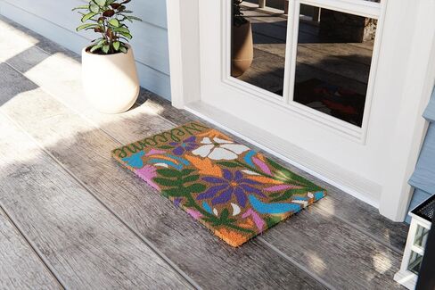 Avera Products Abstract Floral Welcome Natural Coir Doormat Anti-Slip Rubber Back | 17" x 29" Perfect for Outdoors | Fun Front Doormat | Colorful and Funny Welcoming in Saudi Arabia