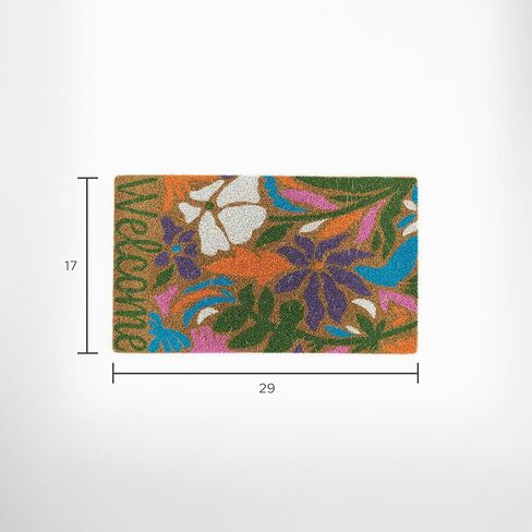 Avera Products Abstract Floral Welcome Natural Coir Doormat Anti-Slip Rubber Back | 17" x 29" Perfect for Outdoors | Fun Front Doormat | Colorful and Funny Welcoming in Saudi Arabia