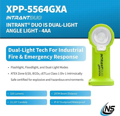 Nightstick XPP-5564GX INTRANT® DUO TURBO Intrinsically Safe Dual-Light Angle Light - 4 AA - Green in Kuwait