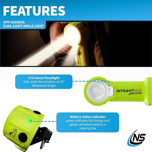 Nightstick XPP-5564GX INTRANT® DUO TURBO Intrinsically Safe Dual-Light Angle Light - 4 AA - Green in Kuwait