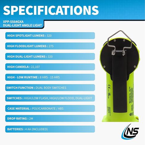 Nightstick XPP-5564GX INTRANT® DUO TURBO Intrinsically Safe Dual-Light Angle Light - 4 AA - Green in Kuwait
