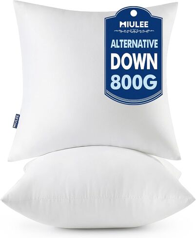 MIULEE Throw Pillows Inserts, Pack of 2 18x18 Inch 100% Virgin Fiber Filling Bed Couch Pillows in Kuwait