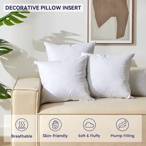 منطقة نوم ترمي وسائد إدراج 18 × 18 (حزمة من 2 ، أبيض) ، وسادة رمي أسفل رمي إدراج للأريكة والسرير والأريكة ، والوسائد الزخرفية ، وغطاء القطن الصديق للبشرة بنسبة 100 ٪ in Saudi Arabia