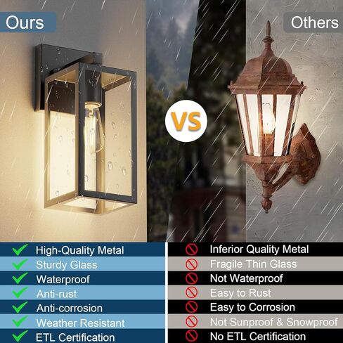 Outdoor Wall Lights, 12.4 Inch Waterproof Lanterns with Frame and Clear Glass Shade, Exterior Front Porch Lights Matte Black Wall Sconce, Modern Mounted Lighting for Patio Entryway Hallway, 2 Pack in Saudi Arabia