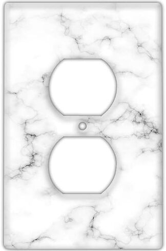 Decorative Wall Switch Cover Plate - White Marble Decor Switch Plate - Beautiful Stone Marble Finish With Colors of White and a Little Bit of Grey (Single Outlet Cover) in Kuwait