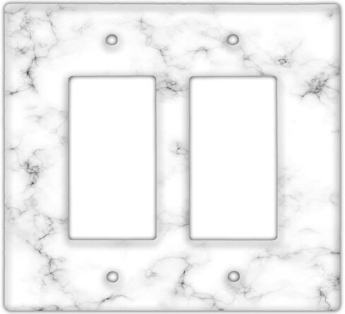 Decorative Wall Switch Cover Plate - White Marble Decor Switch Plate - Beautiful Stone Marble Finish With Colors of White and a Little Bit of Grey (Single Outlet Cover) in Kuwait