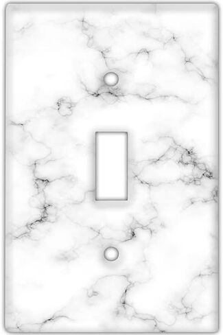 Decorative Wall Switch Cover Plate - White Marble Decor Switch Plate - Beautiful Stone Marble Finish With Colors of White and a Little Bit of Grey (Single Outlet Cover) in Kuwait