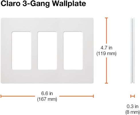 لوحة غطاء مفتاح LUTRON CLARO ، 3 لوحة حائط عصابة ، لمفاتيح ضوء الديكور ، غطاء مفتاح ضوء الروك ، غطاء مخرج ، غطاء لوحة التبديل ، لمعان ، CW-3-WH ، أبيض in Kuwait