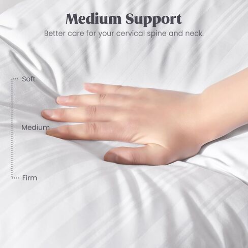 puredown® Goose Feather Down Pillow with 2 Pillowcases, Soft Fluffy Medium Firm Luxury Hotel Collection Pillow for Sleeping, Bed Pillows Queen Size Set of 2 for Side Back, Stomach or Sleeper. in Kuwait