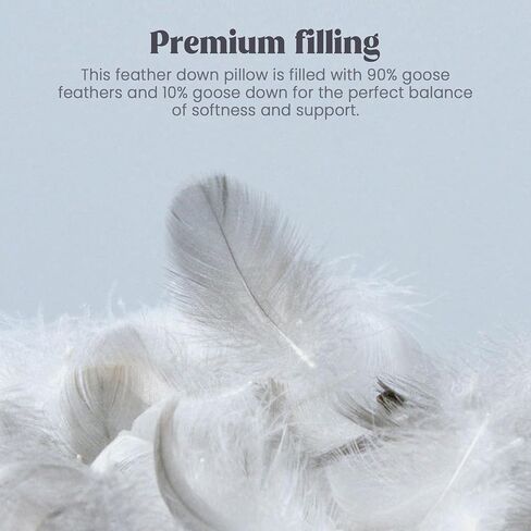 puredown® Goose Feather Down Pillow with 2 Pillowcases, Soft Fluffy Medium Firm Luxury Hotel Collection Pillow for Sleeping, Bed Pillows Queen Size Set of 2 for Side Back, Stomach or Sleeper. in Kuwait