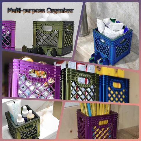 Craty the Funny Mini Crate with Legs - Cute Home Decor, Bathroom Organizers and Storage for Small Items, Lego Bin, Desk Organizer, Business Card Holder, Pencil Box, Makeup Organize (Gold & Purple) in Saudi Arabia