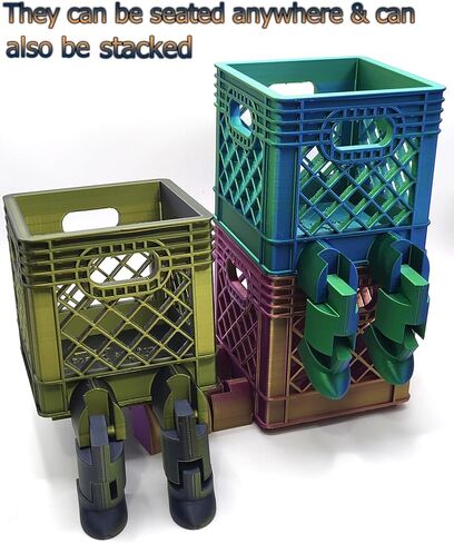 Craty the Funny Mini Crate with Legs - Cute Home Decor, Bathroom Organizers and Storage for Small Items, Lego Bin, Desk Organizer, Business Card Holder, Pencil Box, Makeup Organize (Gold & Purple) in Saudi Arabia