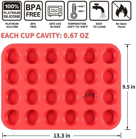 CAKETIME SILICONE MUFFIN PAN MINI 24 CUPS CUPCAKE PAN ، FOOD FOOD GRAGE SILICONE BAKIN in Kuwait