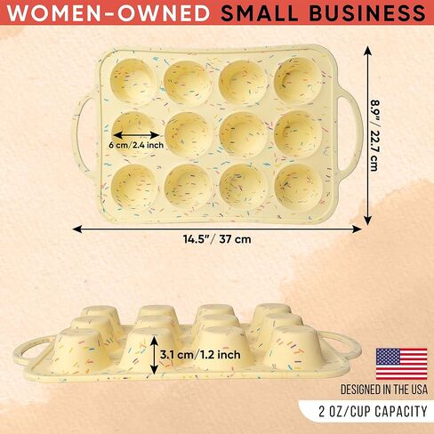 2 Pack Silicone Mini Muffin Pan 12 Count – Non-Stick Silicone Muffin Pans for Baking, BPA-Free Cupcake Pans for Baking, Easy Release, Metal Handles, Oven & Dishwasher Safe in Saudi Arabia