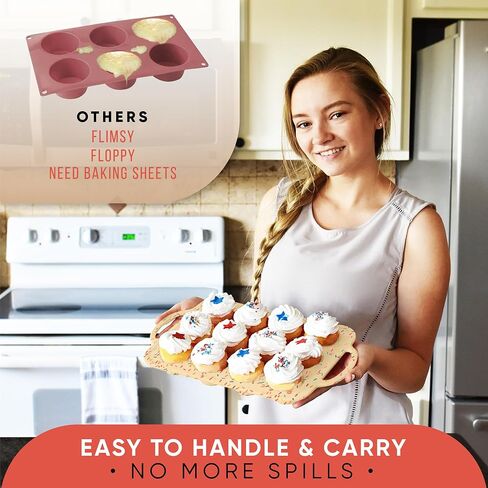 2 Pack Silicone Mini Muffin Pan 12 Count – Non-Stick Silicone Muffin Pans for Baking, BPA-Free Cupcake Pans for Baking, Easy Release, Metal Handles, Oven & Dishwasher Safe in Saudi Arabia