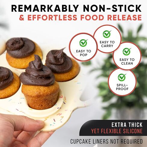 2 Pack Silicone Mini Muffin Pan 12 Count – Non-Stick Silicone Muffin Pans for Baking, BPA-Free Cupcake Pans for Baking, Easy Release, Metal Handles, Oven & Dishwasher Safe in Saudi Arabia