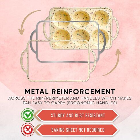2 حزمة سيليكون ميني مافن عموم 12 عدد-مقالي غير مصقفة للسيليكون للخبز ، مقالي كب كيك خالية من BPA للخبز ، إطلاق سهلة ، مقابض معدنية ، فرن وغسالة صحون آمنة in Kuwait
