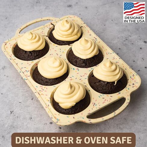 2 حزمة سيليكون ميني مافن عموم 12 عدد-مقالي غير مصقفة للسيليكون للخبز ، مقالي كب كيك خالية من BPA للخبز ، إطلاق سهلة ، مقابض معدنية ، فرن وغسالة صحون آمنة in Kuwait
