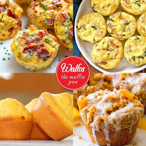 Walfos Muffin Pan Set - 12 Cups Regular Silicone Cupcake Pan, Non-stick and BPA Free, Great for Making Muffin Cakes, Tart, Fat Bombs - Dishwasher Safe, 2-Piece in Saudi Arabia