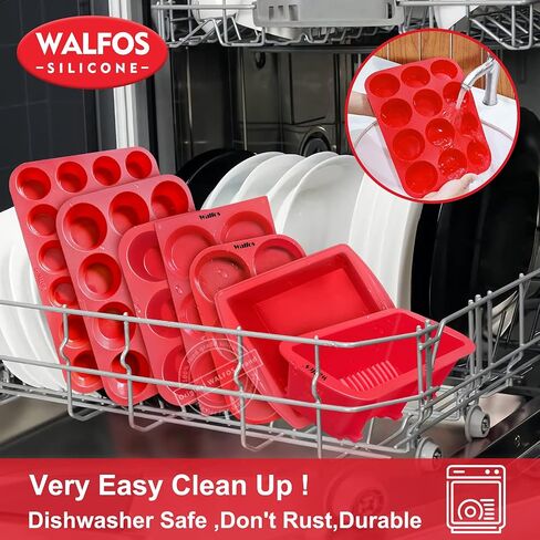 Walfos Muffin Pan Set - 12 Cups Regular Silicone Cupcake Pan, Non-stick and BPA Free, Great for Making Muffin Cakes, Tart, Fat Bombs - Dishwasher Safe, 2-Piece in Saudi Arabia