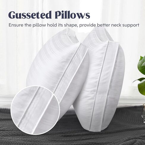 puredown® Goose Feather Down Pillow with 2 Pillowcases, Soft Fluffy Medium Firm Luxury Hotel Collection Pillow for Sleeping, Bed Pillows Queen Size Set of 2 for Side Back, Stomach or Sleeper. in Kuwait