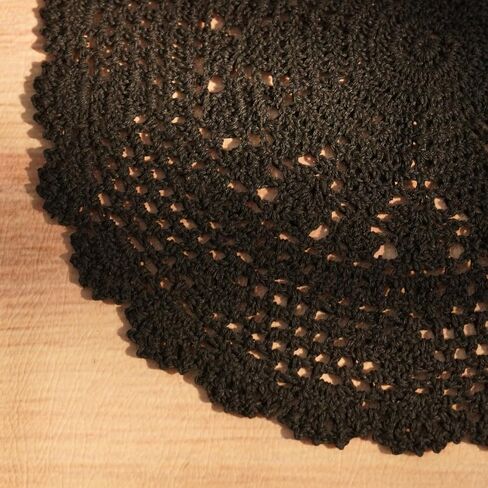 PHANTOMON Crochet Doilies Handmade Round Cotton Lace Table Placemats Knitted Tablecloth, Star Pattern Rippled Edge, Pack of 4 in Kuwait