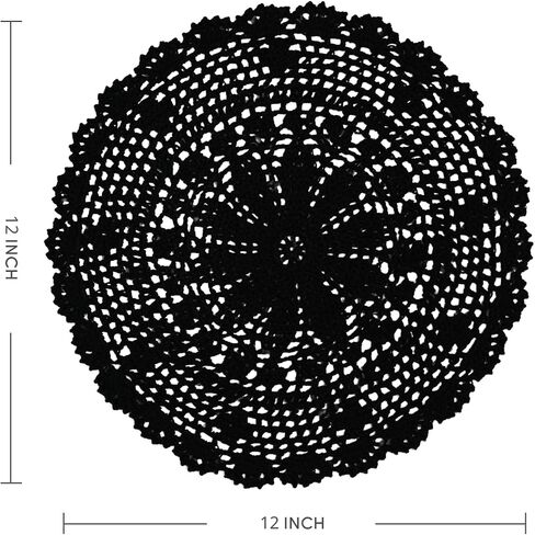 PHANTOMON Crochet Doilies Handmade Round Cotton Lace Table Placemats Knitted Tablecloth, Star Pattern Rippled Edge, Pack of 4 in Kuwait