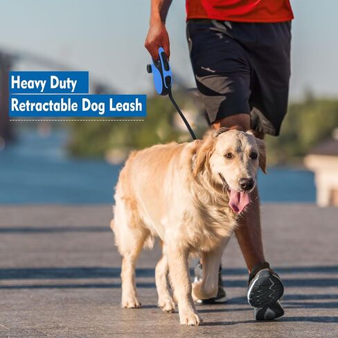 26Ft Retractable Dog Leash with Chew Proof Cable,Heavy Duty Dog Leash with Removable Poop Bags for Medium Large Dogs up to 110lbs,Strong Nylon Tape No Tangle,One-Handed Brake (White) in Saudi Arabia