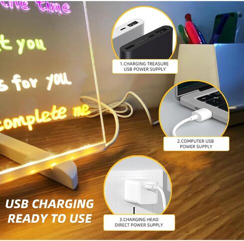 Light up Acrylic Message Board, Led Note Board with Colors, Light up Dry Erase Board with Adjustable Stand Creative Rewritable Message Board DIY Drawing Light Board (7.9 X 7.9“) in Saudi Arabia