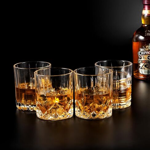 KANARS Whiskey Glasses Mixed, 10 Oz Scotch Glasses Set of 6, Rock Bar Tumblers 3 Patterns in Luxury Gift Box for Birthday, Anniversary, Valentines Day and Wedding in Saudi Arabia