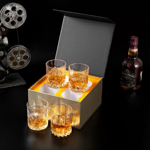 KANARS Whiskey Glasses Mixed, 10 Oz Scotch Glasses Set of 6, Rock Bar Tumblers 3 Patterns in Luxury Gift Box for Birthday, Anniversary, Valentines Day and Wedding in Saudi Arabia