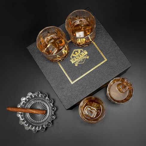 KANARS Whiskey Glasses Mixed, 10 Oz Scotch Glasses Set of 6, Rock Bar Tumblers 3 Patterns in Luxury Gift Box for Birthday, Anniversary, Valentines Day and Wedding in Saudi Arabia