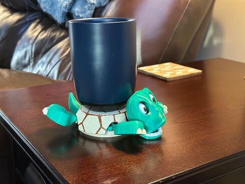 Turtle Coaster with Funny Expression when you put a Glass on His Back - Fully Colored - Gag Gift for a Turtle or Tortoise Lover (Green with Brown Shell) in Kuwait